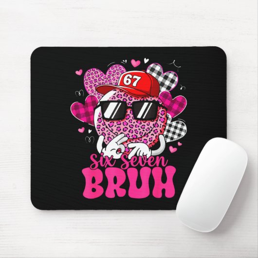 Six Seven Bruh 67 Meme Smile Face Valentines Day B Mousepad (Mit Mouse)