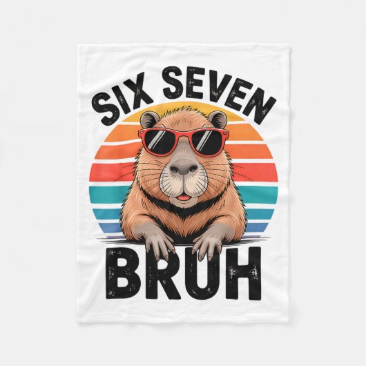 Six Seven Bruh 6 7 Meme Funny Capybara 6 7 Fleecedecke (Vorderseite)