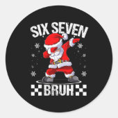 Six Seven Bruh 6-7 Meme Xmas Matching Pjs Christma Runder Aufkleber (Vorderseite)