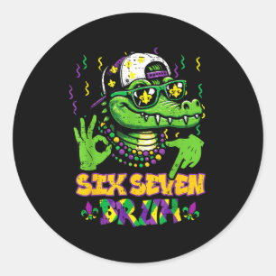 Six Seven Bruh Alligator 6 Runder Aufkleber