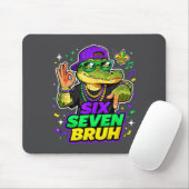 Six Seven Bruh Alligator Mardi Gras 67 Meme Quote Mousepad (Mit Mouse)