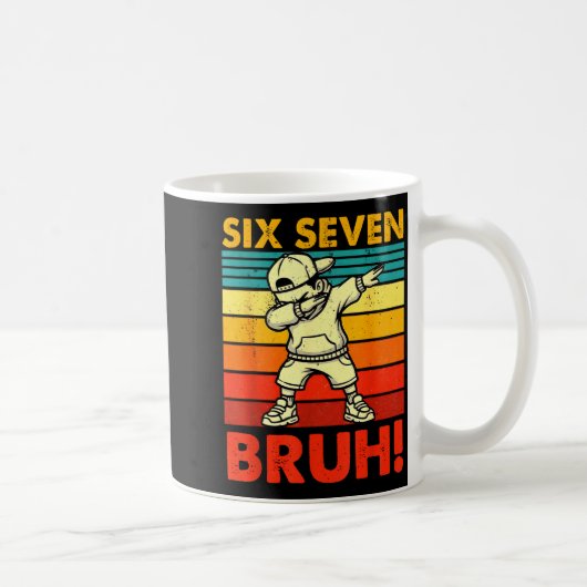 Six Seven Bruh Dabbing Boy Funny 67 Meme Gen Alpha Kaffeetasse (Rechts)