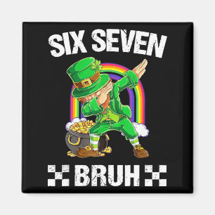Six Seven Bruh Dabbing Leprechaun St Patricks Day Magnet
