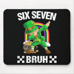 Six Seven Bruh Dabbing Leprechaun St Patricks Day Mousepad