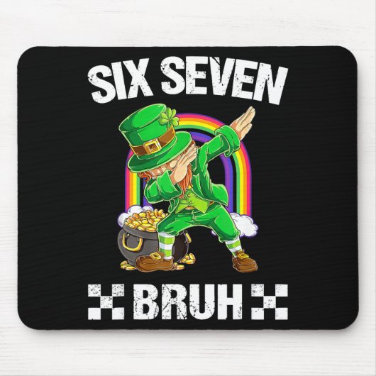 Six Seven Bruh Dabbing Leprechaun St Patricks Day Mousepad (Vorne)