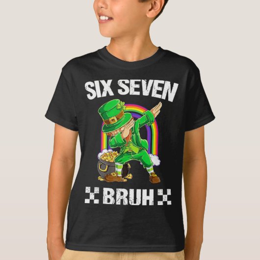 Six Seven Bruh Dabbing Leprechaun St Patricks Day T-Shirt (Vorderseite)