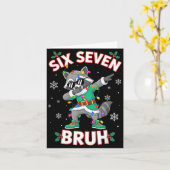 Six Seven Bruh Dabbing Raccoon Funny Christmas 6 7 Karte (Gelbe Blume)