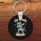 Six Seven Bruh Dabbing Raccoon Funny Christmas 6 7 Schlüsselanhänger (Vorderseite)