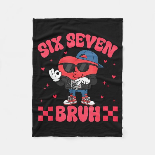 Six Seven Bruh Funny 67 Meme 6 7 Valentines Hearts Fleecedecke (Vorderseite)
