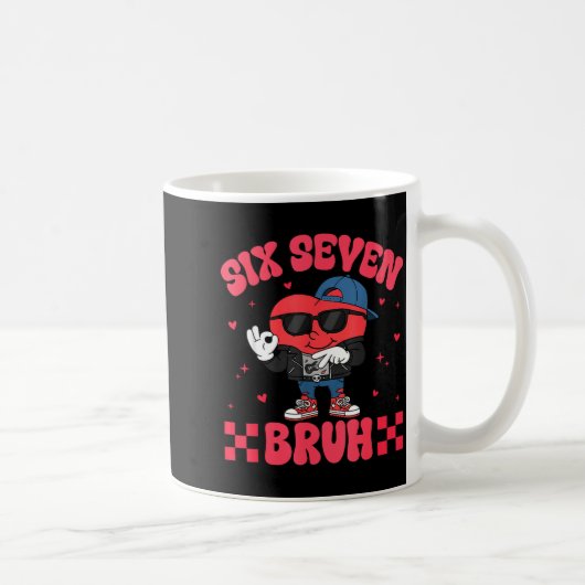 Six Seven Bruh Funny 67 Meme 6 7 Valentines Hearts Kaffeetasse (Rechts)