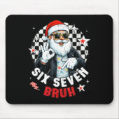 Six Seven Bruh Funny Checkered Cool Santa Claus Ro Mousepad (Vorne)