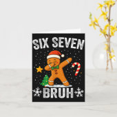 Six Seven Bruh Gingerbread Dabbing Funny Christmas Karte (Gelbe Blume)