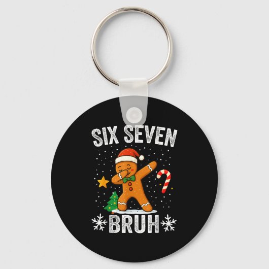 Six Seven Bruh Gingerbread Dabbing Funny Christmas Schlüsselanhänger (Vorderseite)