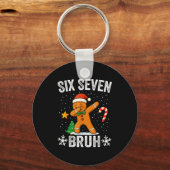 Six Seven Bruh Gingerbread Dabbing Funny Christmas Schlüsselanhänger (Vorderseite)
