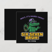Six Seven Bruh Mardi Gras Cool Gator Festival Einladung (Vorne/Hinten)