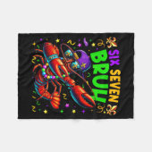 Six Seven Bruh Mardi Gras Dabbing Crawfish Men Wom Fleecedecke (Vorderseite (Horizontal))