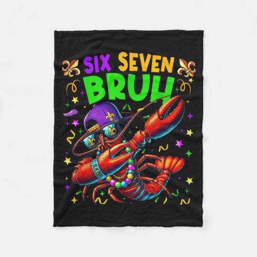 Six Seven Bruh Mardi Gras Dabbing Crawfish Men Wom Fleecedecke (Vorderseite)