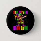 Six Seven Bruh Mardi Gras Jester Dab 6 7 Meme Fat Button (Vorderseite)