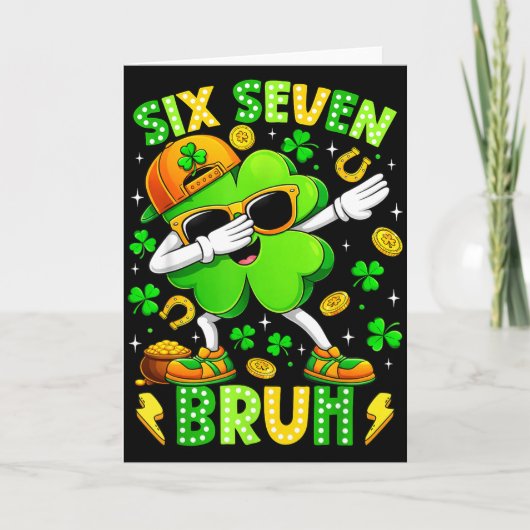 Six Seven Bruh Meme 67 Dabbing Shamrock St Patrick Karte (Vorderseite)