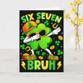 Six Seven Bruh Meme 67 Dabbing Shamrock St Patrick Karte (Gelbe Blume)