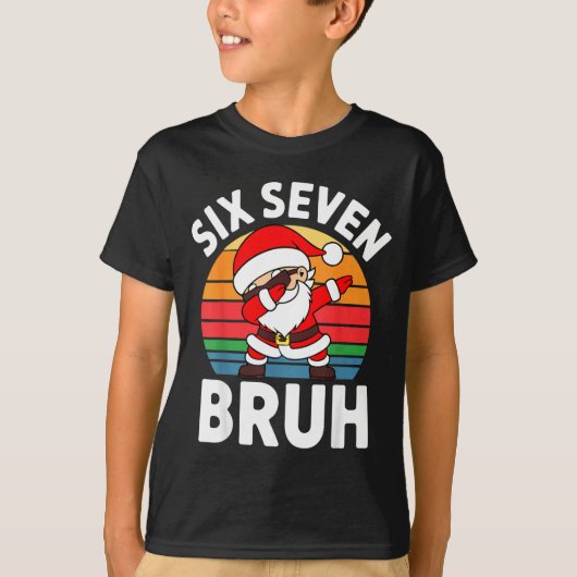 Six Seven Bruh Santa Dabbing Christmas T-Shirt (Vorderseite)
