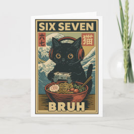 Six Seven Bruh Vintage Katzen-Meme-Geschenk für Mä Karte