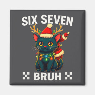 Six Seven Bruh Weihnachtskatze Meme Lustiger Weihn Magnet