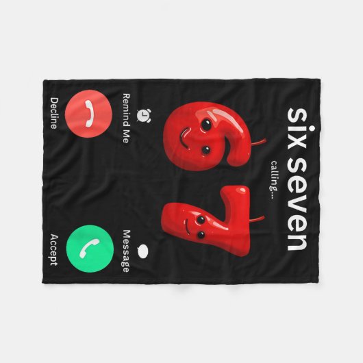 Six Seven Calling Meme Minimalist Trendy Phone Scr Fleecedecke (Vorderseite (Horizontal))