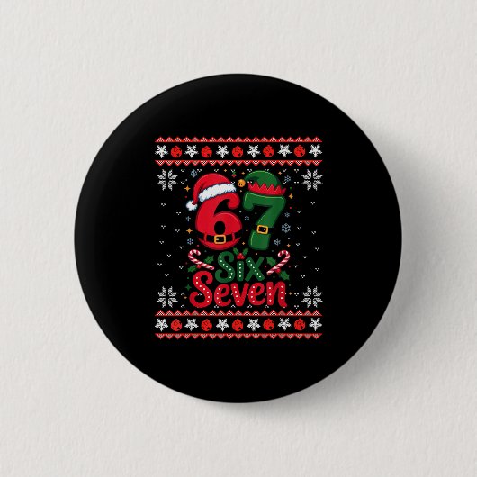 Six Seven Christmas 6 7 Ugly Christmas Sweater Boy Button (Vorderseite)