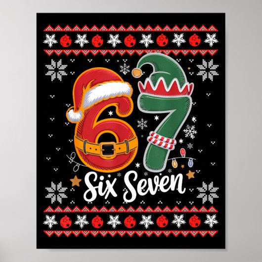 Six Seven Christmas 6 7 Ugly Christmas Sweater Boy Poster (Vorne)