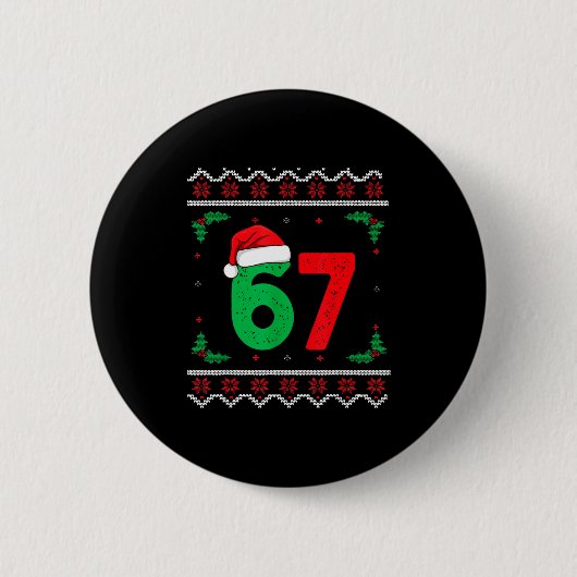 Six Seven Christmas 6 7 Ugly Christmas Sweater Button (Vorderseite)