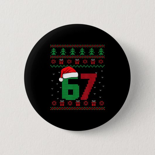 Six Seven Christmas 6 7 Ugly Christmas Sweater  Button (Vorderseite)