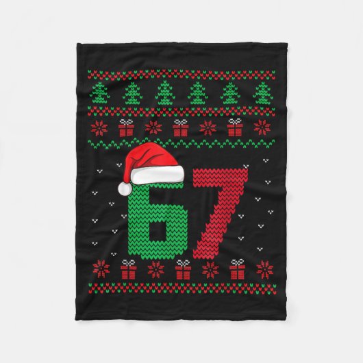 Six Seven Christmas 6 7 Ugly Christmas Sweater Fleecedecke (Vorderseite)