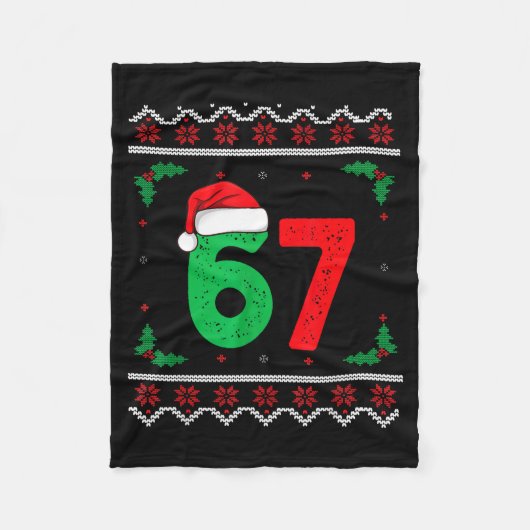 Six Seven Christmas 6 7 Ugly Christmas Sweater Fleecedecke (Vorderseite)
