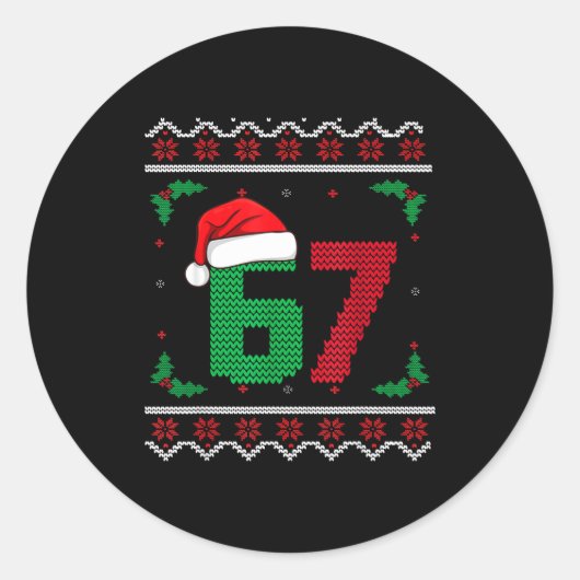 Six Seven Christmas 6 7 Ugly Christmas Sweater Runder Aufkleber (Vorderseite)