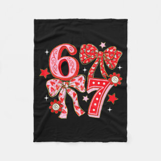 Six Seven Coquette Girl Bow Cool Meme 67 Valentine Fleecedecke