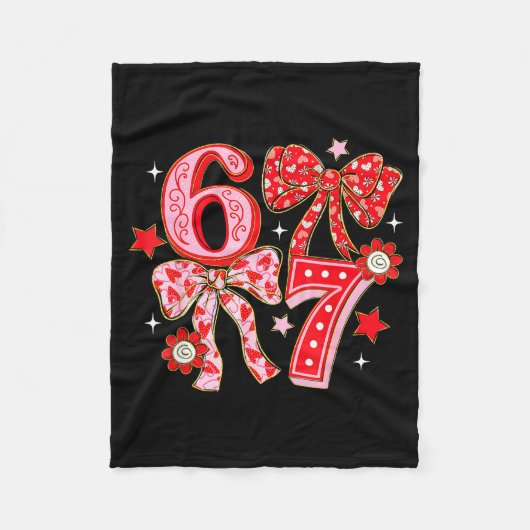 Six Seven Coquette Girl Bow Cool Meme 67 Valentine Fleecedecke (Vorderseite)