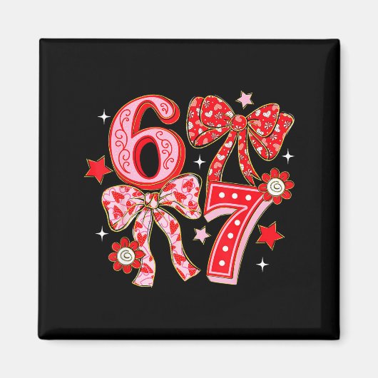 Six Seven Coquette Girl Bow Cool Meme 67 Valentine Magnet (Vorne)