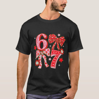 Six Seven Coquette Girl Bow Cool Meme 67 Valentine T-Shirt