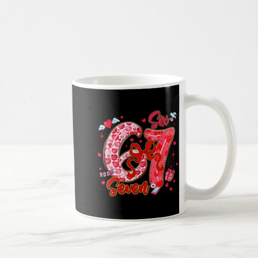 Six Seven Coquette Girl Bow Cool Meme Funny 67 Val Kaffeetasse (Rechts)