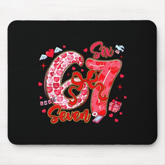 Six Seven Coquette Girl Bow Cool Meme Funny 67 Val Mousepad (Vorne)