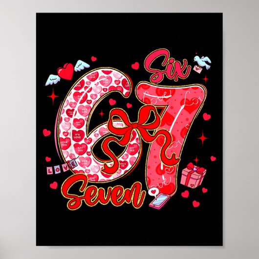 Six Seven Coquette Girl Bow Cool Meme Funny 67 Val Poster (Vorne)
