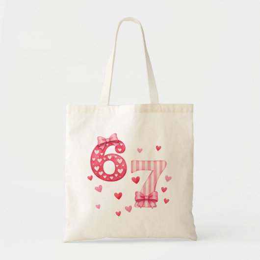 Six Seven Cute Valentine Aesthetic Tote Tragetasche (Vorne)