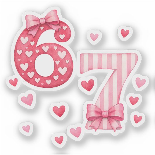 Six Seven Cute Valentine Sticker (Vorderseite)