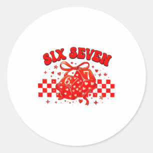 Six Seven Dice 67 Vorbereitend 6 7 Lustiger Valent Runder Aufkleber