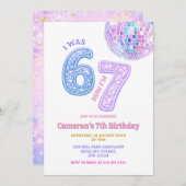 Six Seven Disco Glam 67 Kids Birthday Party Einladung (Vorne/Hinten)