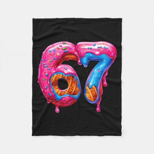 Six Seven Donut Ice Cream Drip Cool Meme Funny 67 Fleecedecke (Vorderseite)