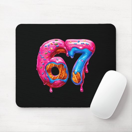 Six Seven Donut Ice Cream Drip Cool Meme Funny 67 Mousepad (Mit Mouse)