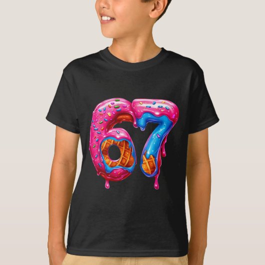 Six Seven Donut Ice Cream Drip Cool Meme Funny 67 T-Shirt (Vorderseite)