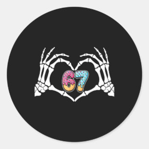 Six Seven Eis Drip 67 Meme Skeletthände Si Runder Aufkleber